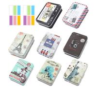 ZBHDEYG Lot de 8 Boîtes en Métal avec Couvercle, 2 Etiquettes Autocollantes, Boîte de Rangement en Métal, Boîte à Savon Rectangulaire