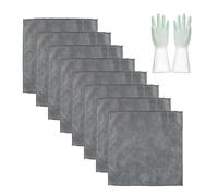 ZBHDEYG Lot de 8 chiffons de nettoyage en fibre, 1 paire de gants de nettoyage, chiffons de nettoyage de cuisine, chiffon de nettoyage en microfibre roulé, chiffon de nettoyage pour voiture
