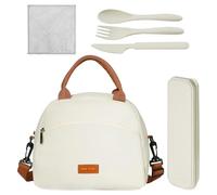 ZBHDEYG Sac à Déjeuner Isotherme pour Femme - Ensemble d'Ustensiles, Chiffon Inclus - Anti-Fuite, Portable, Pour le Travail