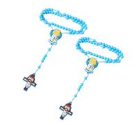 ZBIianxer 2 Pièces Perles de Prière Éducatives pour Multifonctions Croix Pendentif Chapelet Collier pour Outil de Développement de la Foi Perles de Prière pour