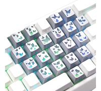 ZBIianxer 21 Touches de Clavier de Plan d ' Affection de Papillon argenté de Code avec des modèles de lumière à Travers pour Les claviers mécaniques