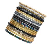 ZBIianxer Bracelets de perles élastiques vintage couleurs assorties ensemble de bijoux ethniques accessoires pour femmes adaptés à la fête quotidien ensemble de bracelets extensibles bohème