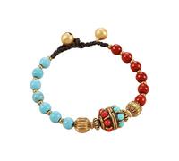 ZBIianxer Bracelets perlés népalais tibétains faits à la main avec turquoise naturelle pour les styles culturels Bracelets perlés tibétains népalais culturels