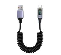 ZBIianxer Câble de chargement USB Type C, bobine à ressort 66W, courant 6amp, pour téléphones, tablettes, appareils électroniques C, affichage LED