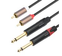 ZBIianxer Câble portable double de 6, 35 mm, 1/4 pouce, idéal pour une utilisation mobile en voyage et boîtier en alliage léger plaqué or