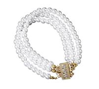 ZBIianxer Chaîne de perles simulées ornées de scintillants à trois brins pour femmes, bijoux de perles respectueux de la peau sensible pour les dîners