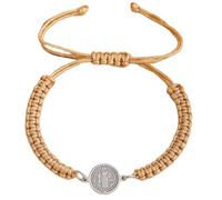 ZBIianxer Chaîne de poignet réglable tissée à la main pour hommes et femmes, bijoux à nœud plat, catholicisme, benoît croisé, baptême, foi