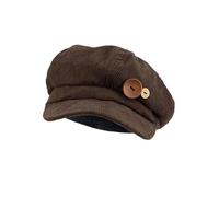 ZBIianxer Chapeau octogonal Marron Flexible, Substance en Polyester Confortable, embellissements de Boutons, Confort de Tous Les Jours, Double Bouton, Chapeau à Huit Angles