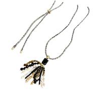 ZBIianxer Collier à franges en perles acryliques multicolores, cordon tressé réglable pour femmes, bijoux à la mode, décoration ethnique élégante, chaîne de cou, décoration tendance, bijoux en perles