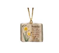ZBIianxer Collier avec pendentif à breloque livre significatif, mois de naissance, série de fleurs, ton or, chaîne réglable, bijoux pour un usage quotidien, collier à chaîne réglable