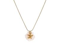 ZBIianxer Collier avec pendentif coquillages étoiles de mer réglable sur le thème marin Summers avec chaîne en acier inoxydable plaqué or 18 carats Collier pendentif coquillage sophistiqué