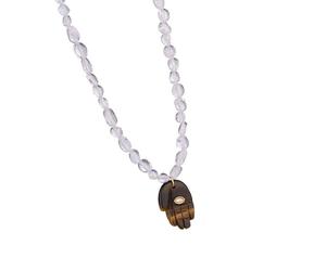 ZBIianxer Collier avec pendentif main de Fatima polyvalent fabriqué à partir de matériaux en pierre naturelle pour ceux qui apprécient les designs uniques
