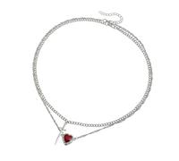 ZBIianxer Collier en alliage de chaîne réglable à la mode et populaire audacieux, conception de cœur de poignard empilable pour les festivals, usage quotidien, inspiration punk réglable