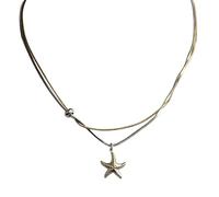ZBIianxer Collier étoile de mer de styles Hip Hop avec chaîne de 45 cm accessoire de bijoux en acier inoxydable parfait pour les fêtes et les concerts collier de mode de fête