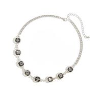 ZBIianxer Collier géométrique diamants noirs avec chaîne réglable, Necklace | Designs géométriques modernes avec texture en alliage pour des occasions décontractées bureau ou en soirée,