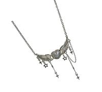 ZBIianxer Collier Unique avec symbole de cœur ailé et étoile, avec longs glands, chaîne de cou réglable pour les Occasions spéciales, collier de mode pour Festival