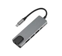 ZBIianxer Dock en Aluminium de Type C HDTV 4K Port réseau USB2.0 USB3.0 PD100W Conception Peu encombrante pour Une Utilisation Mobile Dongle réseau USB C HDTV