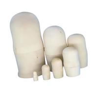 ZBIianxer Ensemble d ' Artisanat en Bois de poupées Matryoshka Russes | Ensemble de poupées Matryoshka non peintes, pour peinture et décorations personnalisables, projets artistiques