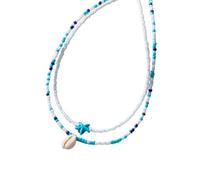 ZBIianxer Ensemble de 2 colliers à pendentif en perles de coquillage d ' étoiles de mer à double brin conçus pour ceux qui aiment les styles naturels et artistiques