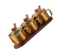 ZBIianxer Ensemble de bouteilles de condiments sanitaires sans rouille, 304, avec fermetures hermétiques et présentoir en bois, boîtes d ' assaisonnement étanches, rangement de cuisine