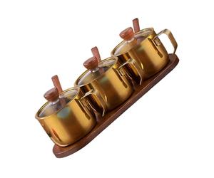 ZBIianxer Ensemble de bouteilles de condiments sanitaires sans rouille, 304, avec fermetures hermétiques et présentoir en bois, boîtes d ' assaisonnement étanches, rangement de cuisine