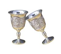 ZBIianxer Lot de 2 verres à vin roses en relief de styles antiques, gobelet de vaisselle en alliage de zinc pour la célébration de mariage, gobelet de vigne en relief
