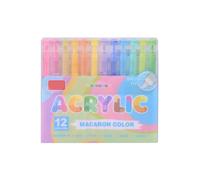 ZBIianxer Marqueur acrylique liquide 12 couleurs, pointe pinceau pour journalisation, dessin sur papier, pierre, toile, bois, verre, marqueurs pour céramique et artisanat du bois