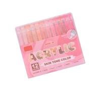 ZBIianxer Marqueur acrylique liquide 12 couleurs, pointe pinceau pour journalisation, dessin sur papier, pierre, toile, bois, verre, marqueurs pour céramique et artisanat du bois