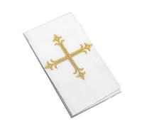 ZBIianxer Mouchoir catholique en Coton et Lin Lavable avec Broderie Complexe Symboles sacrés Textiles décoratifs Fournitures d ' Symboles de Croix Tissu d ' brodé