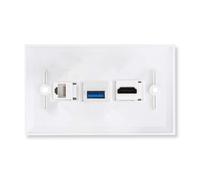 ZBIianxer Murale 3 Ports avec USB3.0 et Cat6 RJ45 pour des connectivités simplifiées dans Un Environnement multimédia Keystones Wall Plate