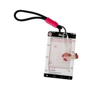 ZBIianxer Porte-identité léger et Transparent, capacité de 3 Pouces, Sangle intégrée pour Carte de Repas Scolaire, étui Minimaliste pour Carte d ' identité Essentielle d ' étudiant avec Corde
