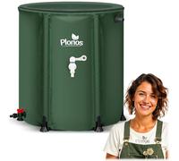 Plonos Récupérateur d'eau de Pluie, 200 l, avec Robinet d'écoulement, en PVC, résistant aux UV, 70 x 60 cm, Vert