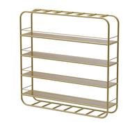 ZBJDX Support Mural pour Vernis À Ongles, Vitrine Cosmétique en Métal, Étagère De Rangement Rectangulaire, Étagères Murales avec Garde-Corps pour Parfums,Champagne Gold