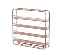 ZBJDX Support Mural pour Vernis À Ongles, Vitrine Cosmétique en Métal, Étagère De Rangement Rectangulaire, Étagères Murales avec Garde-Corps pour Parfums,Rose Gold