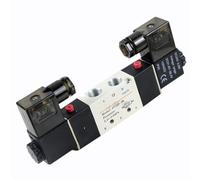 ZBJGBUIA Électrovanne pneumatique à air comprimé 1/4'' BSP 1/4 Pouce 4V220-08 5 Voies 2 Positions Double tête DC 12V 24V AC 110V 220V