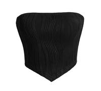 ZBJZUIMEI Débardeur pour Femme Rib Tricot sans Bretelles Tube De Récolte Top Femmes Summer Y2k Vêtements Manches Hors du Réservoir D'épaule Streetwear Club Party-Noir-m