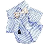 ZBJZUIMEI Manteau pour Petit Chien Vêtements pour Chiens De Compagnie Bowknot Shirts Rayés pour Chiens Vêtements Chat Petit Mince Été Bleu Mode Garçon Fille Chihuahua Animal De Compagnie-Bleu-XXL