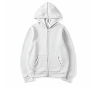 ZBJZUIMEI Sweat-Shirt à Capuche Fashion Casual Black Gris Blue Zipper Sweat Hip Hop Street Wear Sweatshirts Skateboard Men Femme Pullover Masculin-Blanc-s