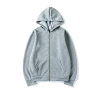 ZBJZUIMEI Sweat-Shirt à Capuche Fashion Casual Black Gris Blue Zipper Sweat Hip Hop Street Wear Sweatshirts Skateboard Men Femme Pullover Masculin-Gris-s