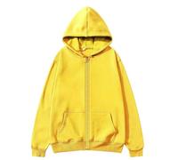 ZBJZUIMEI Sweat-Shirt à Capuche Fashion Casual Black Gris Blue Zipper Sweat Hip Hop Street Wear Sweatshirts Skateboard Men Femme Pullover Masculin-Jaune-s