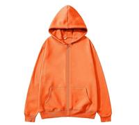 ZBJZUIMEI Sweat-Shirt à Capuche Fashion Casual Black Gris Blue Zipper Sweat Hip Hop Street Wear Sweatshirts Skateboard Men Femme Pullover Masculin-Orange-s