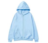 ZBJZUIMEI Sweat-Shirt à Capuche Fashion Casual Black Gris Blue Zipper Sweat Hip Hop Street Wear Sweatshirts Skateboard Men Femme Pullover Masculin-Bleu Clair-s