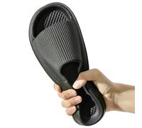 ZBJZUIMEI Tongs Homme Grande Taille 47 48 Hommes Pantoufles Eva Léger Semelle Douce Chaussures De Voyage Décontractées Maison Salle Bain Antidérapant Été Sandales Plage-noir-47-48