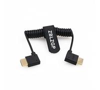 ZBLZGP Câble HDMI 8 K 60 Hz - Prise en charge de 48 Gbit/s pour PS5 UHDTV - Combinaison plaquée or 24 carats (coude gauche et droite, noir, spiralé, 30 cm)