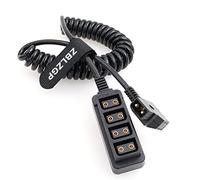 ZBLZGP Câble répartiteur mâle D-Tap vers 4 ports femelle D-Tap pour batterie Anton Bauer V-Mount (câble spiralé)