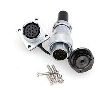 ZBLZGP WS20 Connecteur WEIPU étanche IP67 Aviation Prise M20 Carré Montage sur panneau électrique Connecteur métallique pour signal industriel LED (prise mâle et prise femelle, 12 broches 5 A)