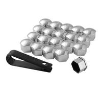 ZBMDTHEF 20 Pièces Cache Ecrou Voitures pour Fiat Ducato 2006-2021, Universel Cache-éCrous De Pneu Hexagonaux Boulon Couvercle Antipoussière Protecteurs avec Outils Suppression,A/Silver-21mm
