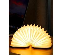 ZBOLE Lampe Accordéon Pliable Originale, Lampe de Bureau en Bois Portable, Lanterne en Papier LED avec USB pour Décoration Intérieure, Chambre et Bibliothèque (Walnut)