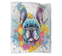 ZBOLI Bulldog Français Couverture Douillette 70x80inch(180x200cm), Impression Numérique 3D Couverture en Flanelle Douce Couverture De Canapé,Couverture,pour Enfants Garçons Filles