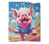 ZBOLI Cochon Mignongy Plaid Couverture Polaire Animal Couverture en Peluche Légère Super Douce Confortable Couverture De Lit,Couverture De Voyage 70x80inch(180x200cm)